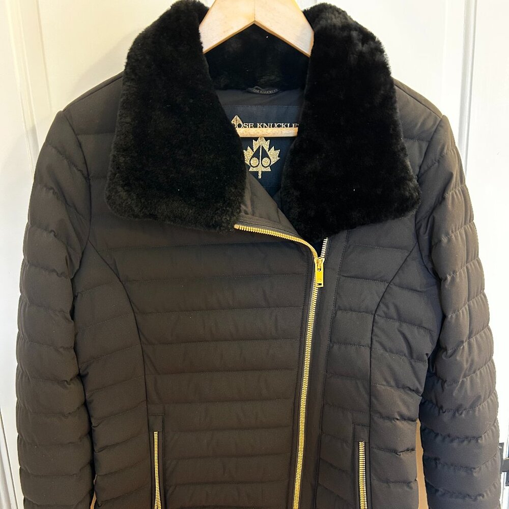 Moose Nuckles Puffer Jacket with Shearling Collar